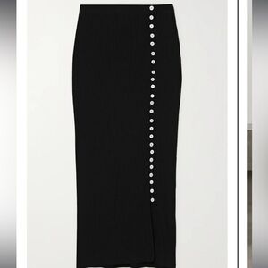 Alberta button-detailed ribbed stretch MIDI length skirt
